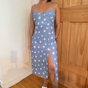 Princess Polly Blue Floral Satin Effect Midi Dress